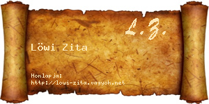 Löwi Zita névjegykártya